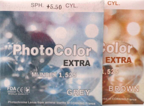 Линза минеральная фотохромная Photo Corning N=1,525