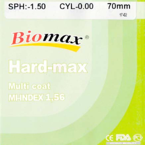 Линза полимерная Hydrophobic N=1.56 HMC EMI UV 