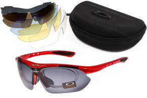Спортивные очки Okley 8052 красный (5 сменных насадок+вставка) оптом