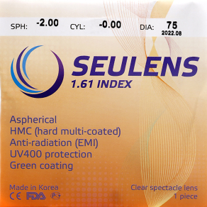 Линза полимерная SEULENS 1.61 ASP HMC DIA:75 купить по оптовой цене