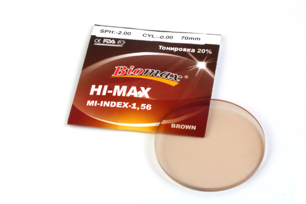 Линза полимерная тонированная 20% N=1.56 HMC EMI UV