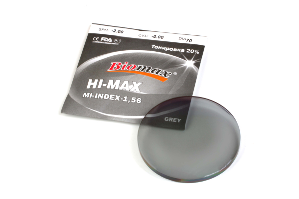 Линза полимерная тонированная 20% N=1.56 HMC EMI UV