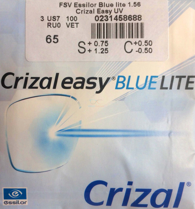 Линза Essilor FSV 1.56 HMC Blue lite Crizal Easy UV